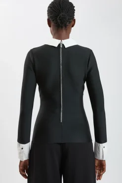 KarenMillen Haut En Maille Bandage Ajusté Avec Col Orné De Bijoux<Femme Pulls Et Gilets|Toutes Les Mailles