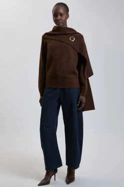 Haut En Maille À Cape Avec Détail Broche