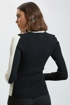 KarenMillen Haut En Maille Côtelée Avec Détail Contrastant<Femme Pulls Et Gilets|Toutes Les Mailles
