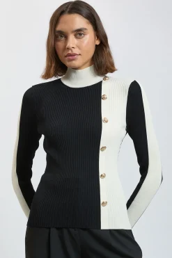 KarenMillen Haut En Maille Côtelée Avec Détail Contrastant<Femme Pulls Et Gilets|Toutes Les Mailles