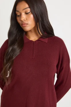boohoo Haut En Maille Côtelée À Col Et Manches Longues Grande Taille Premium<Femme Pulls Et Gilets|Toutes Les Mailles