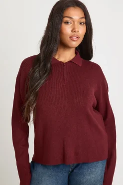 boohoo Haut En Maille Côtelée À Col Et Manches Longues Grande Taille Premium<Femme Pulls Et Gilets|Toutes Les Mailles