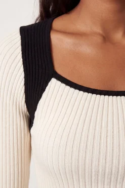 KarenMillen Haut En Maille Côtelée À Empiècements Contrastés<Femme Pulls Et Gilets|Toutes Les Mailles