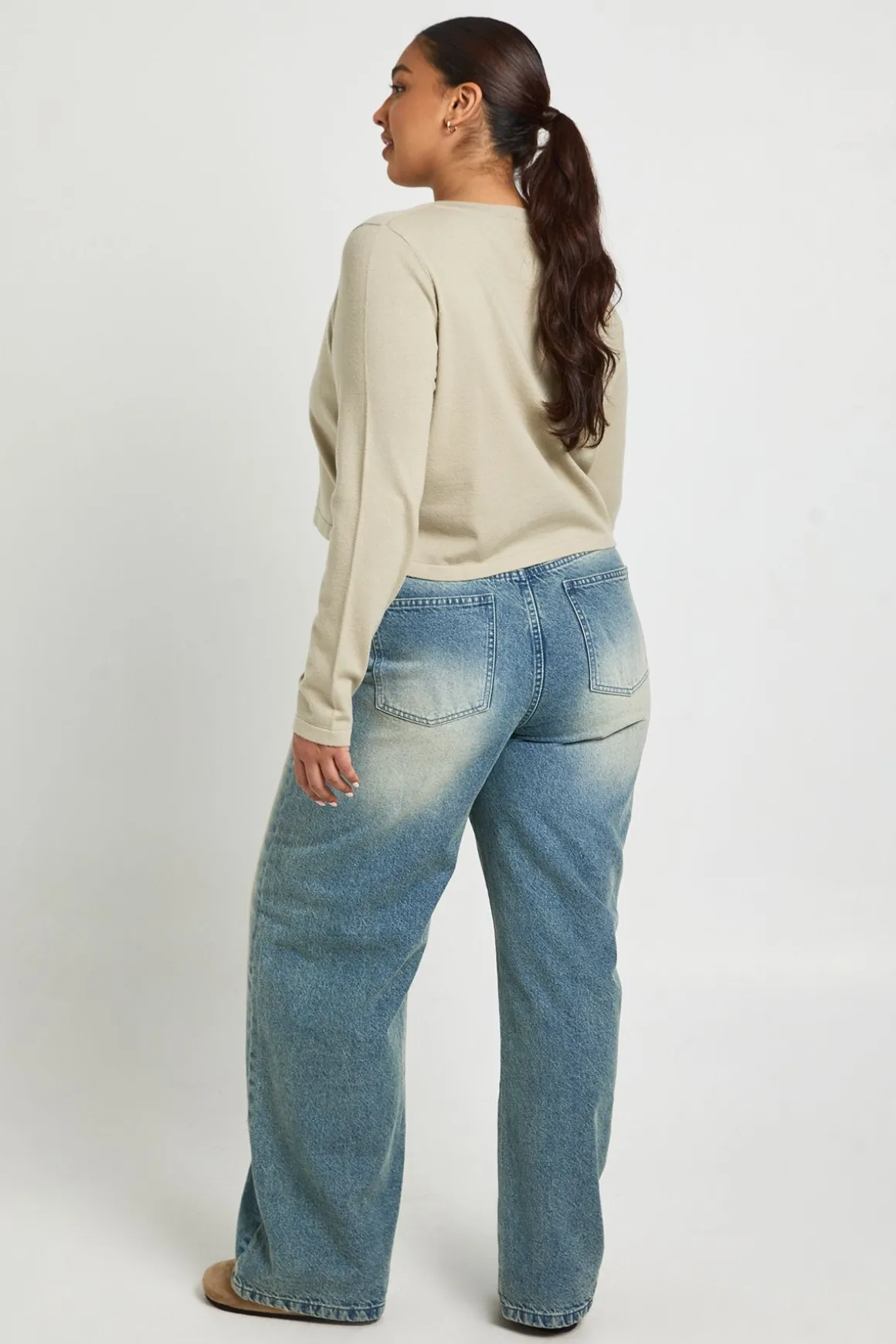 Haut en maille côtelée à manches longues Plus