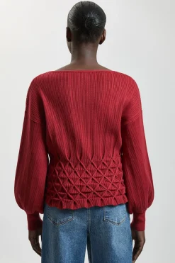KarenMillen Haut En Maille Côtelée À Manches Longues Avec Détail De Point Manisynthétiquelé<Femme Pulls Et Gilets|Toutes Les Mailles