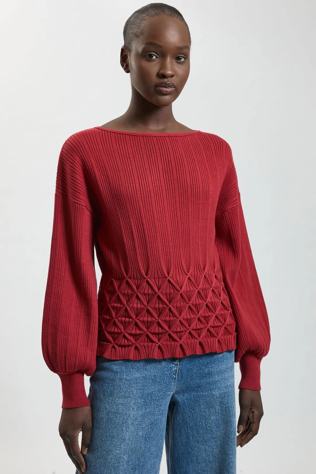 KarenMillen Haut En Maille Côtelée À Manches Longues Avec Détail De Point Manisynthétiquelé<Femme Pulls Et Gilets|Toutes Les Mailles