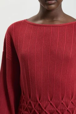 KarenMillen Haut En Maille Côtelée À Manches Longues Avec Détail De Point Manisynthétiquelé<Femme Pulls Et Gilets|Toutes Les Mailles