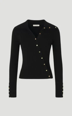 KarenMillen Haut En Maille Côtelée Mélange Viscose Avec Détails De Finition<Femme Pulls Et Gilets|Toutes Les Mailles
