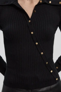KarenMillen Haut En Maille Côtelée Mélange Viscose Avec Détails De Finition<Femme Pulls Et Gilets|Toutes Les Mailles