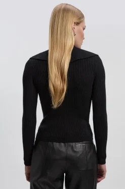 KarenMillen Haut En Maille Côtelée Mélange Viscose Avec Détails De Finition<Femme Pulls Et Gilets|Toutes Les Mailles