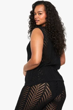 boohoo Haut en maille de plage à nouer à l'avant (taille plus)<Femme Tenues De Plage