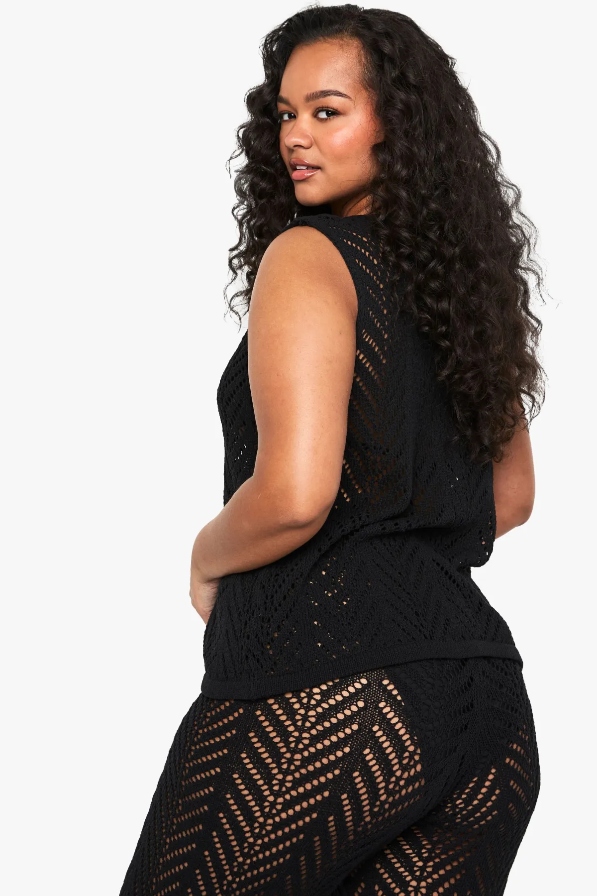 boohoo Haut en maille de plage à nouer à l'avant (taille plus)<Femme Tenues De Plage