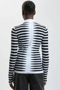 Haut En Maille De Viscose Texturée À Motif Géométrique Avec Fentes Aux Poignets