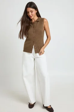 boohoo Haut En Maille Douce À Col Et Boutonnage Intégral<Femme Pulls Et Gilets|Toutes Les Mailles