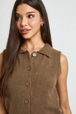 boohoo Haut En Maille Douce À Col Et Boutonnage Intégral<Femme Pulls Et Gilets|Toutes Les Mailles