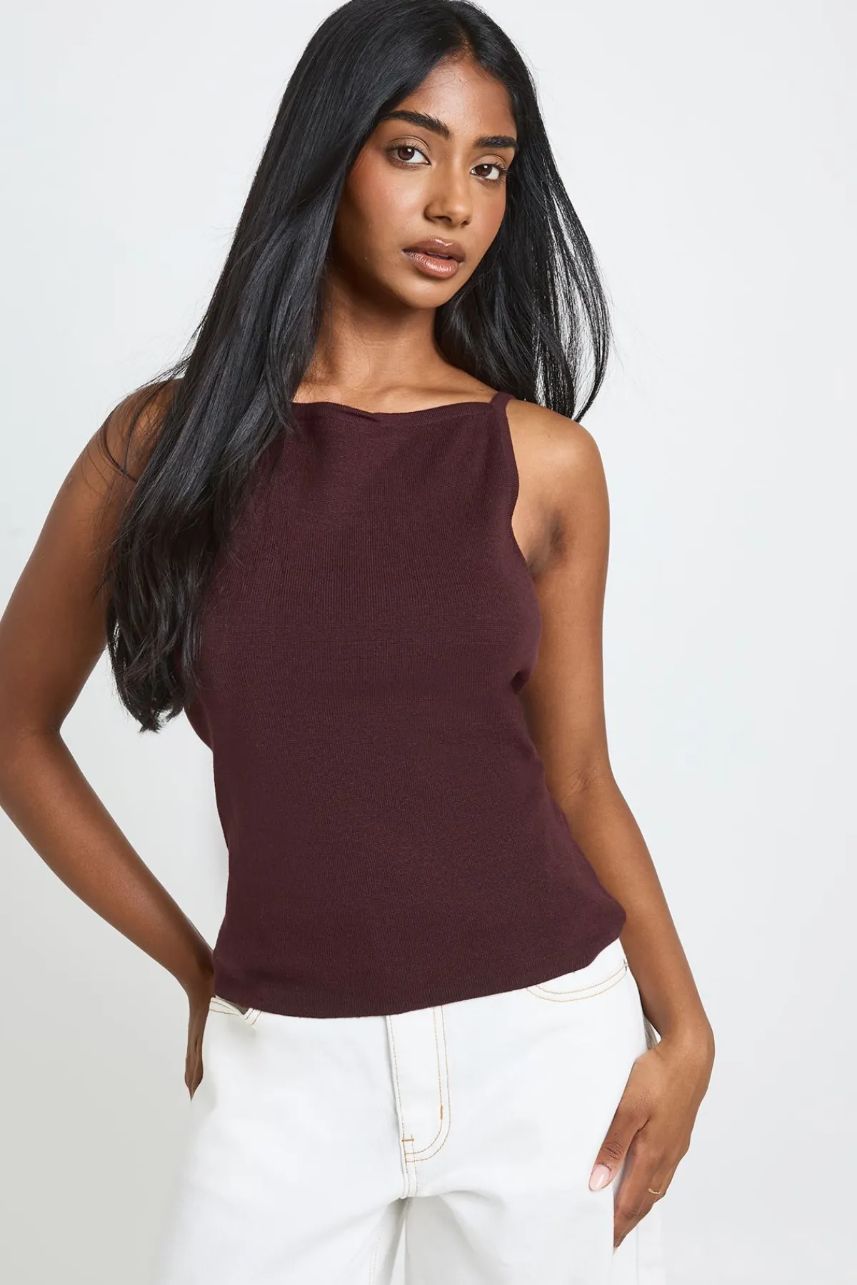 boohoo Haut En Maille À Détail De Bretelles<Femme Pulls Et Gilets|Toutes Les Mailles
