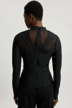 KarenMillen Haut En Maille À Détails Mesh Et Construction Bandage Sculptante<Femme Pulls Et Gilets|Toutes Les Mailles