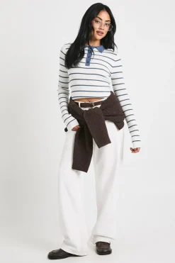 boohoo Haut En Maille Fine À Col Rayé<Femme Pulls Et Gilets|Toutes Les Mailles