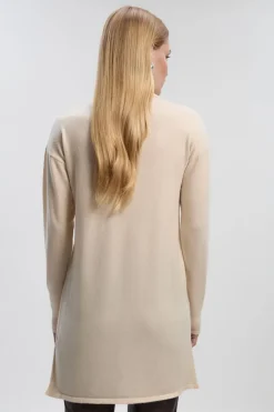 Haut en Maille Longue à Fente Profonde Mélange Cachemire