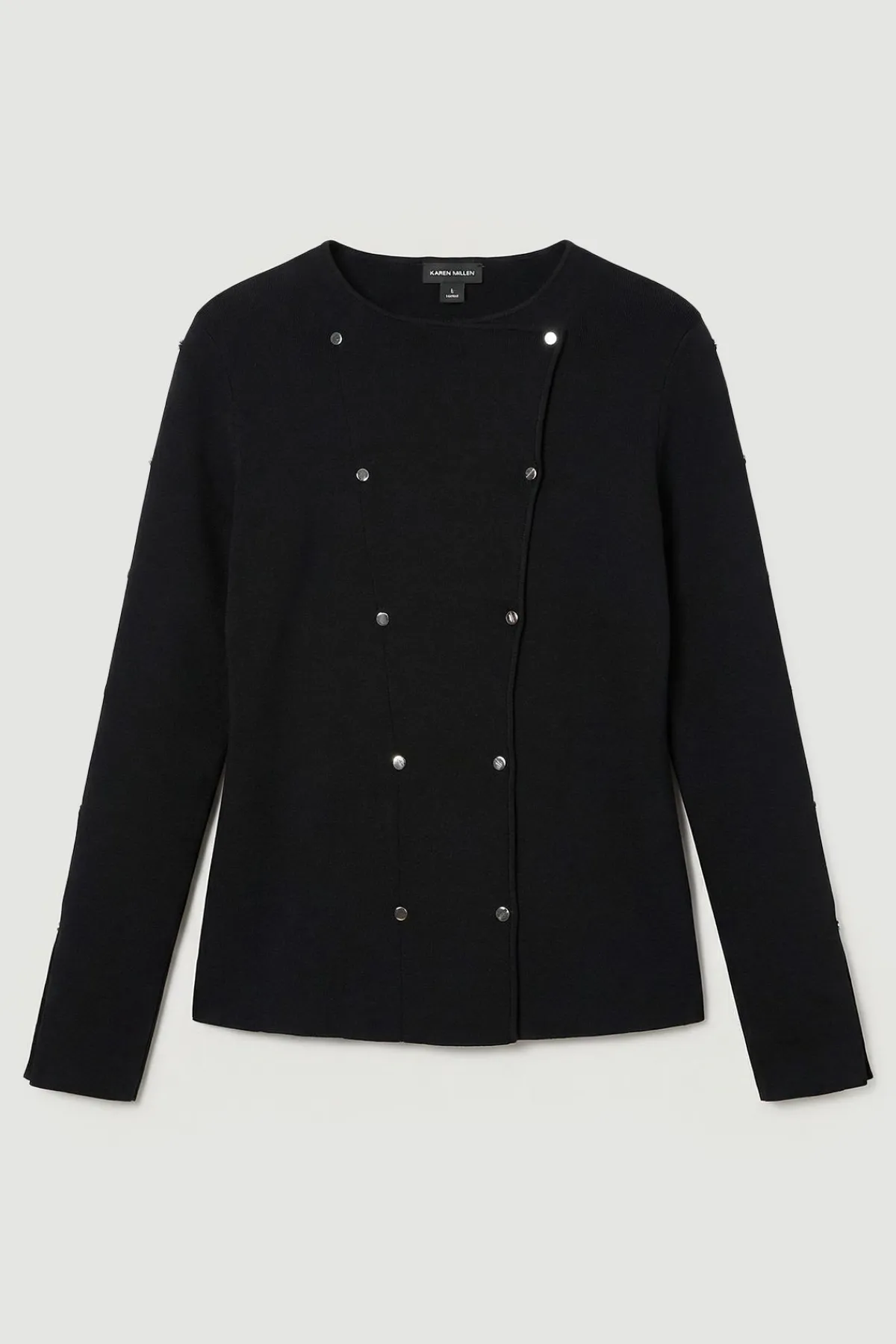 KarenMillen Haut en Maille à Manches Longues Grande Taille Mélange Viscose avec Détails Cloutés<Femme Pulls Et Gilets|Toutes Les Mailles