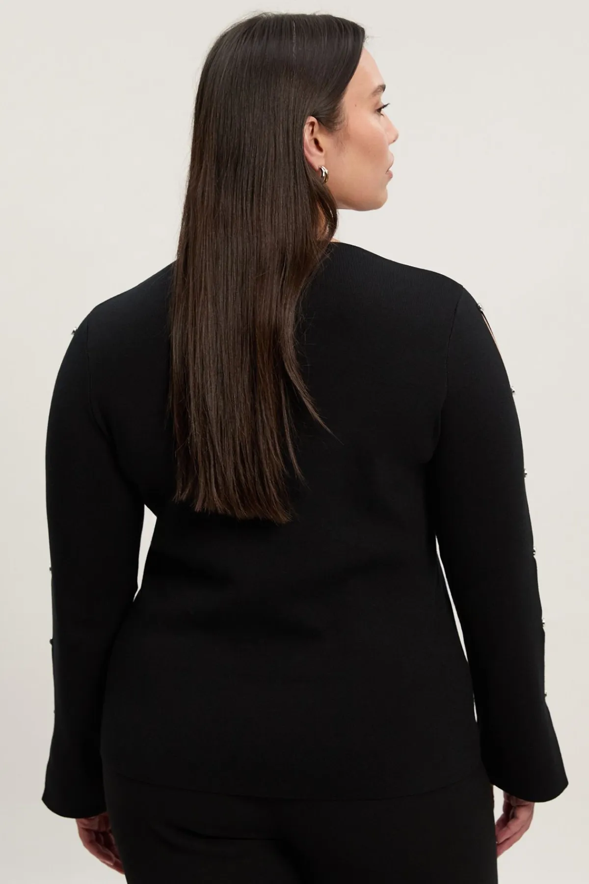 KarenMillen Haut en Maille à Manches Longues Grande Taille Mélange Viscose avec Détails Cloutés<Femme Pulls Et Gilets|Toutes Les Mailles