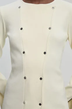 Haut en Maille à Manches Longues avec Détails Cloutés en Mélange de Viscose