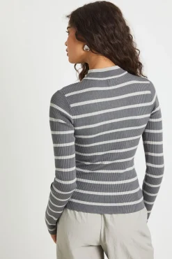 boohoo Haut en maille à manches longues rayé<Femme Pulls Et Gilets|Toutes Les Mailles