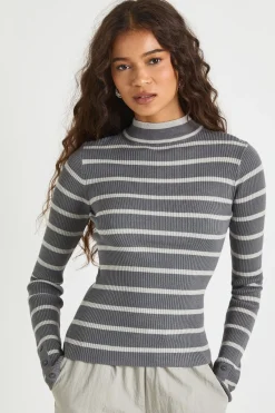 boohoo Haut en maille à manches longues rayé<Femme Pulls Et Gilets|Toutes Les Mailles