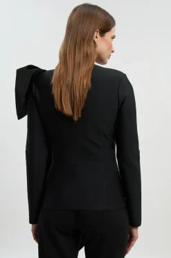 Haut en Maille à Nœud en Taffetas avec Effet Bandage Moulant