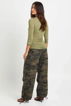 boohoo Haut En Maille Transparente Froncé À Manches 3/4<Femme Tops