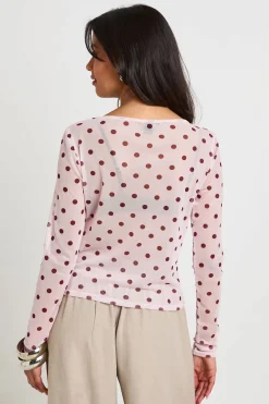 Haut En Maille Transparente À Pois