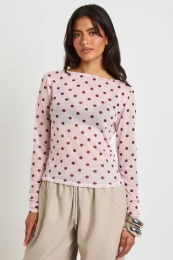 Haut En Maille Transparente À Pois