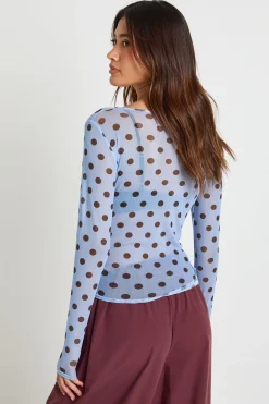 Haut En Maille Transparente À Pois