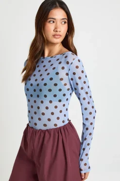 Haut En Maille Transparente À Pois