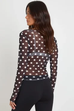 boohoo Haut En Mesh Transparent À Pois<Femme Pois|Tops