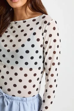 Haut En Mesh Transparent À Pois