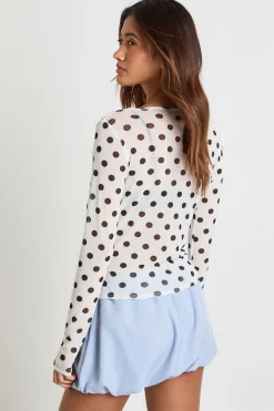 Haut En Mesh Transparent À Pois