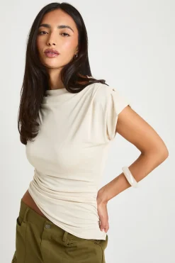 boohoo Haut En Modal À Manches Courtes Et Ourlet Asymétrique<Femme Tops D’Automne|Looks De Rentrée