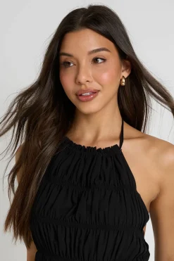 boohoo Haut En Mousseline Froncé À Encolure Américaine<Femme Tops