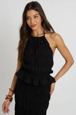 boohoo Haut En Mousseline Froncé À Encolure Américaine<Femme Tops