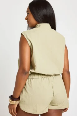 Haut En Nylon Grande Taille À Col Cheminée Avec Fermeture Éclair