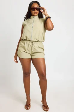 Haut En Nylon Grande Taille À Col Cheminée Avec Fermeture Éclair