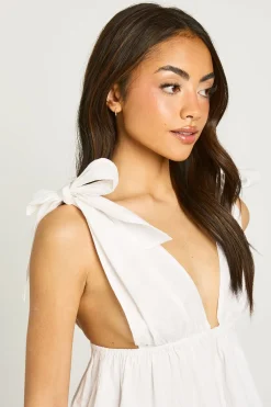 boohoo Haut En Popeline À Bretelles Nouées<Femme Tops