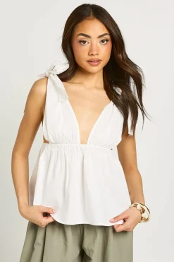 boohoo Haut En Popeline À Bretelles Nouées<Femme Tops