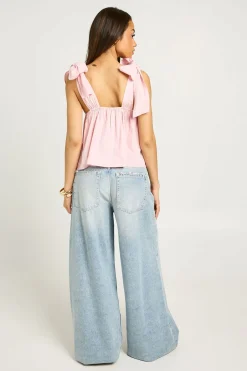 boohoo Haut En Popeline À Bretelles Nouées<Femme Tops