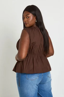 Haut En Popeline Froncée Grande Taille