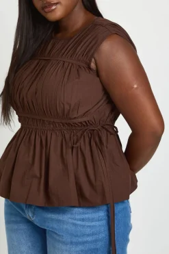 Haut En Popeline Froncée Grande Taille