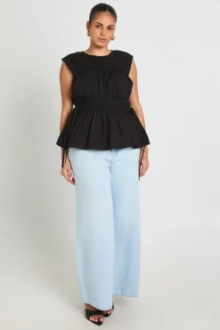 boohoo Haut En Popeline Froncé Grande Taille<Femme Tops