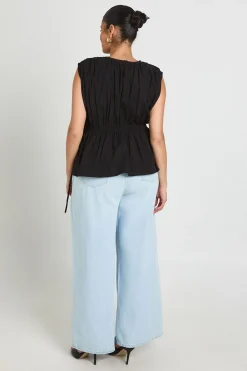 boohoo Haut En Popeline Froncé Grande Taille<Femme Tops