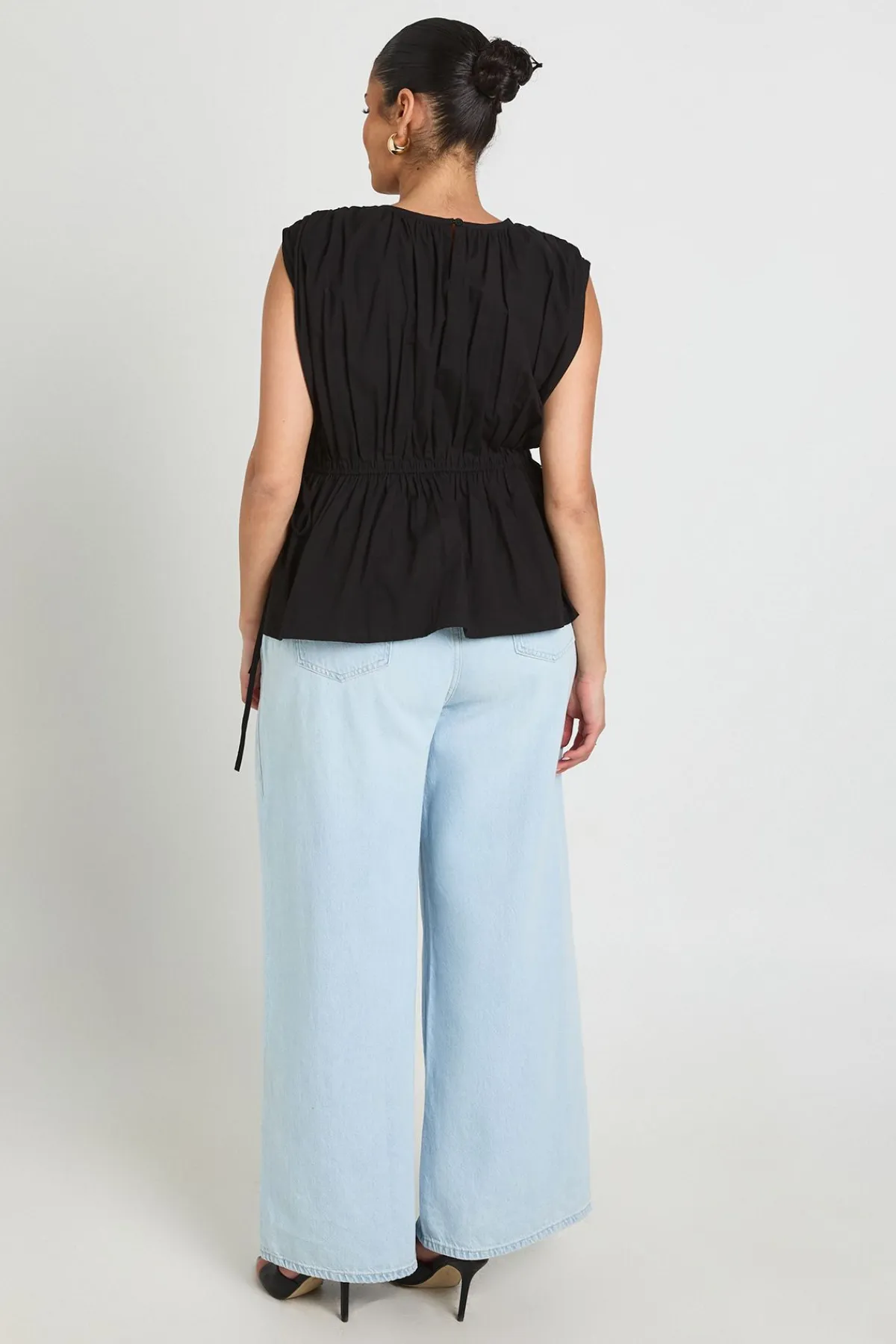 boohoo Haut En Popeline Froncé Grande Taille<Femme Tops